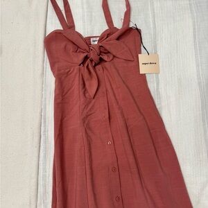 Superdown Pink Tie Front Midi Dress XS | Revolve Button Front Summer Dress